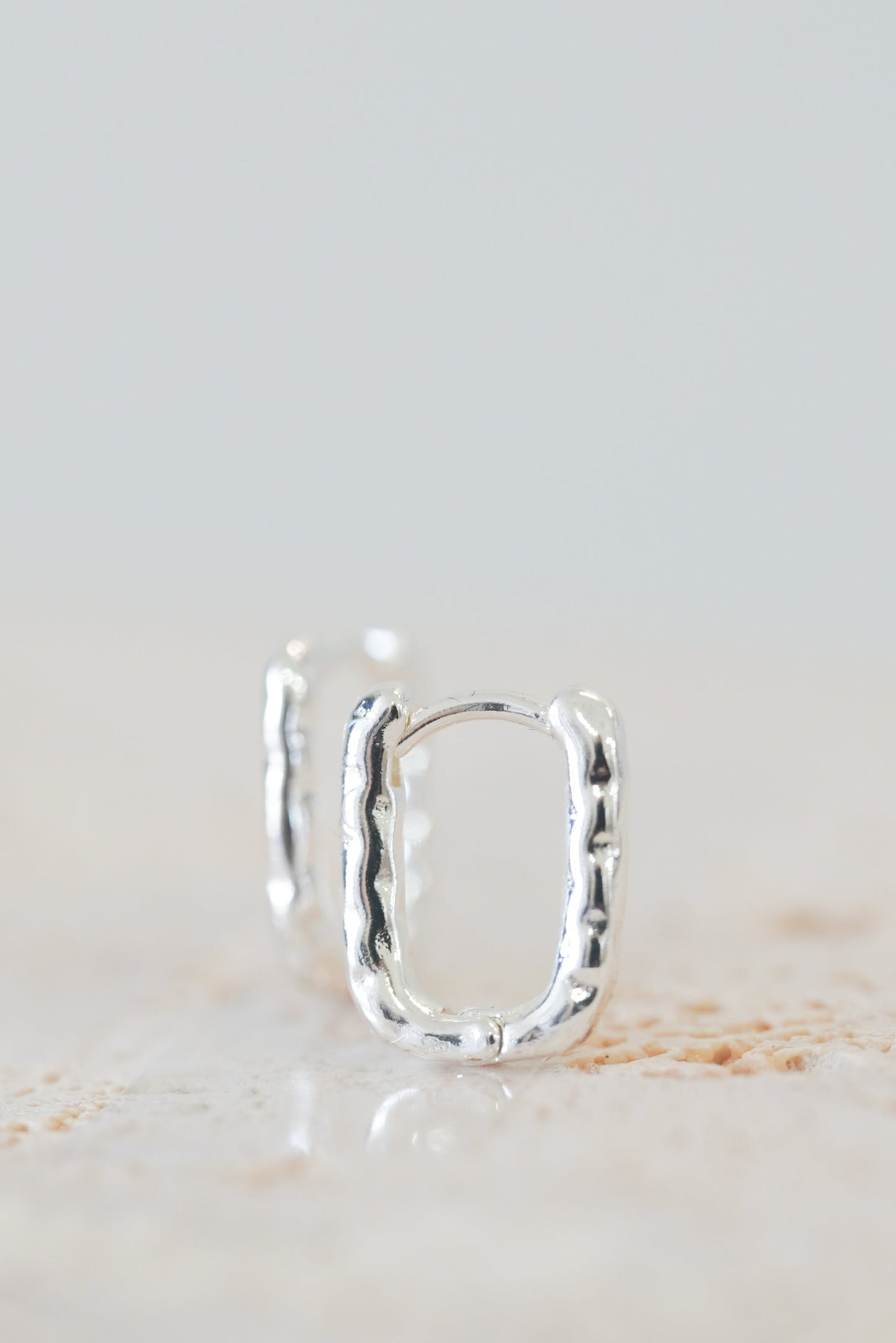Silver Hammered Huggie Earrings