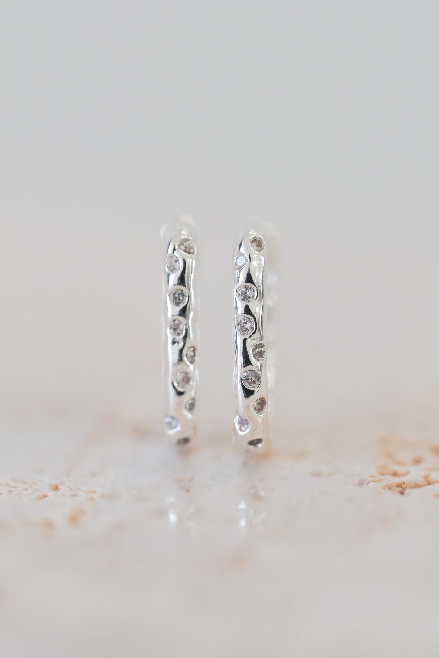 Silver Pavé Huggie Earrings