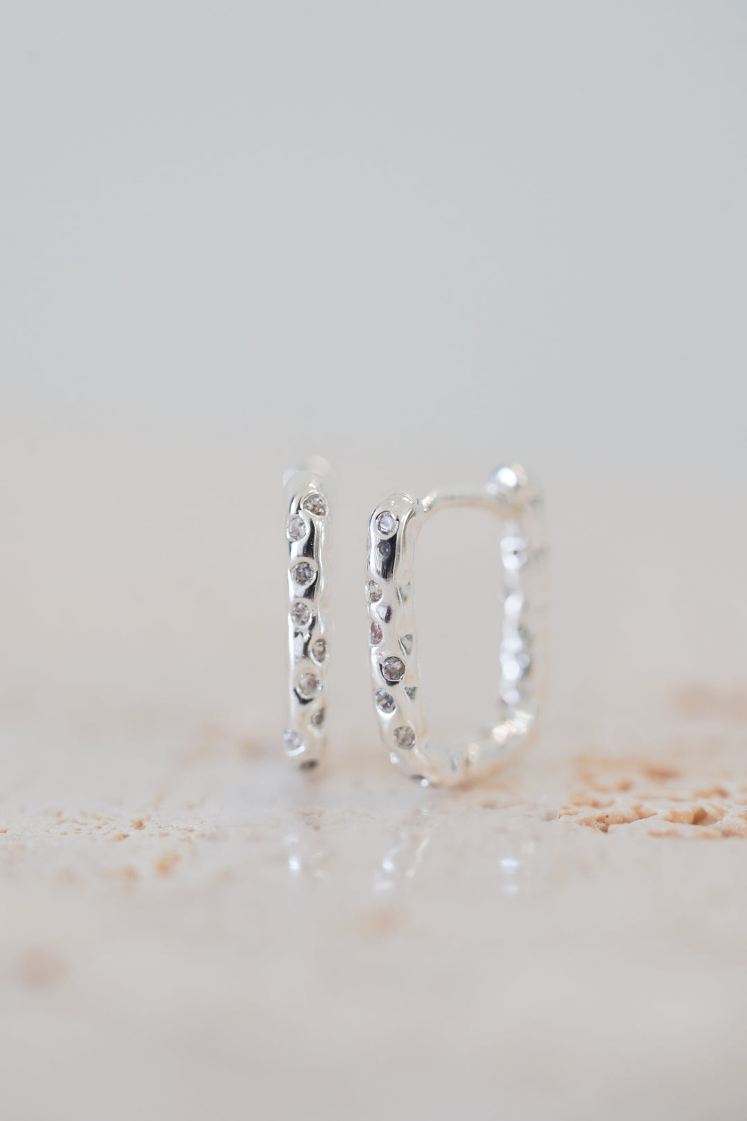 Silver Pavé Huggie Earrings
