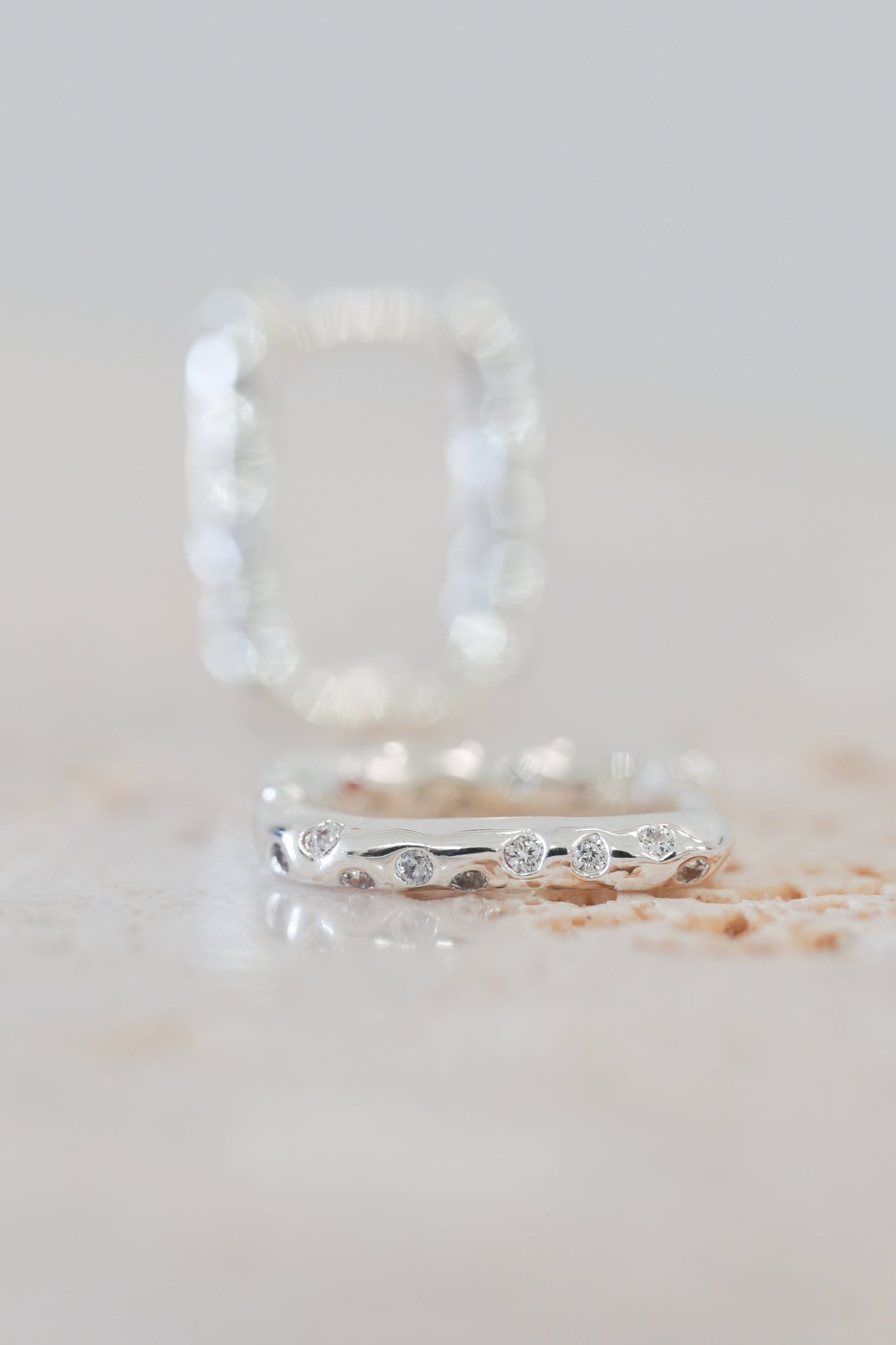 Silver Pavé Huggie Earrings