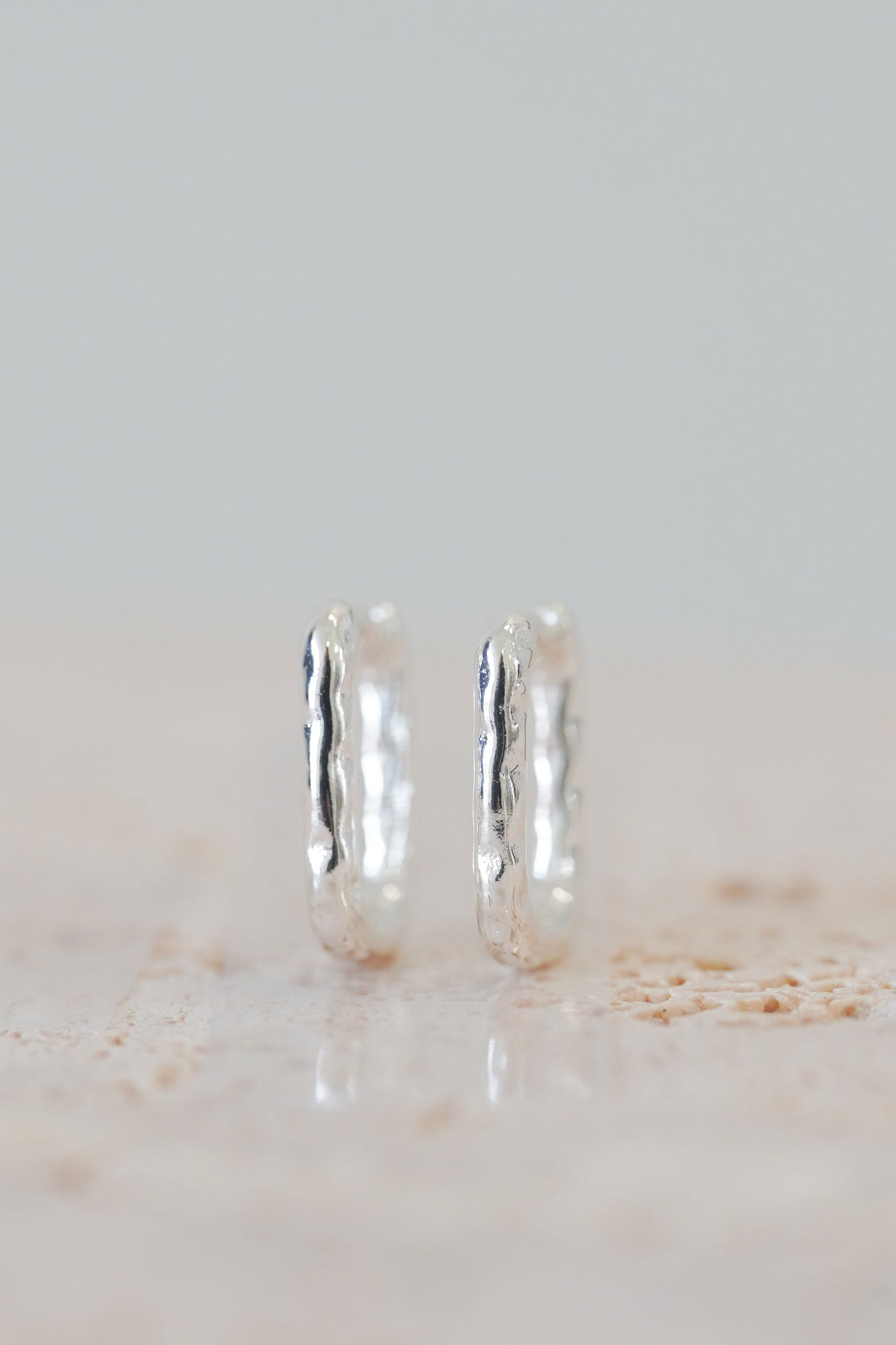 Silver Hammered Huggie Earrings