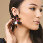 Crystal Lily Pierced Earrings-Rose Tortoise