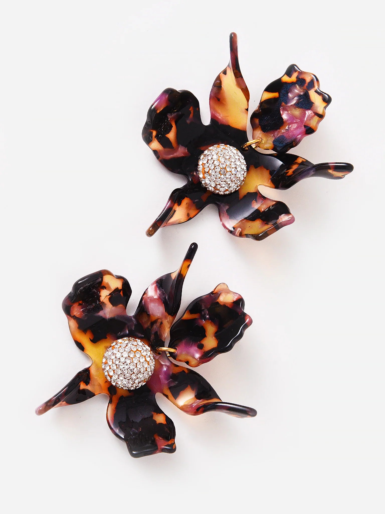 Crystal Lily Pierced Earrings-Rose Tortoise
