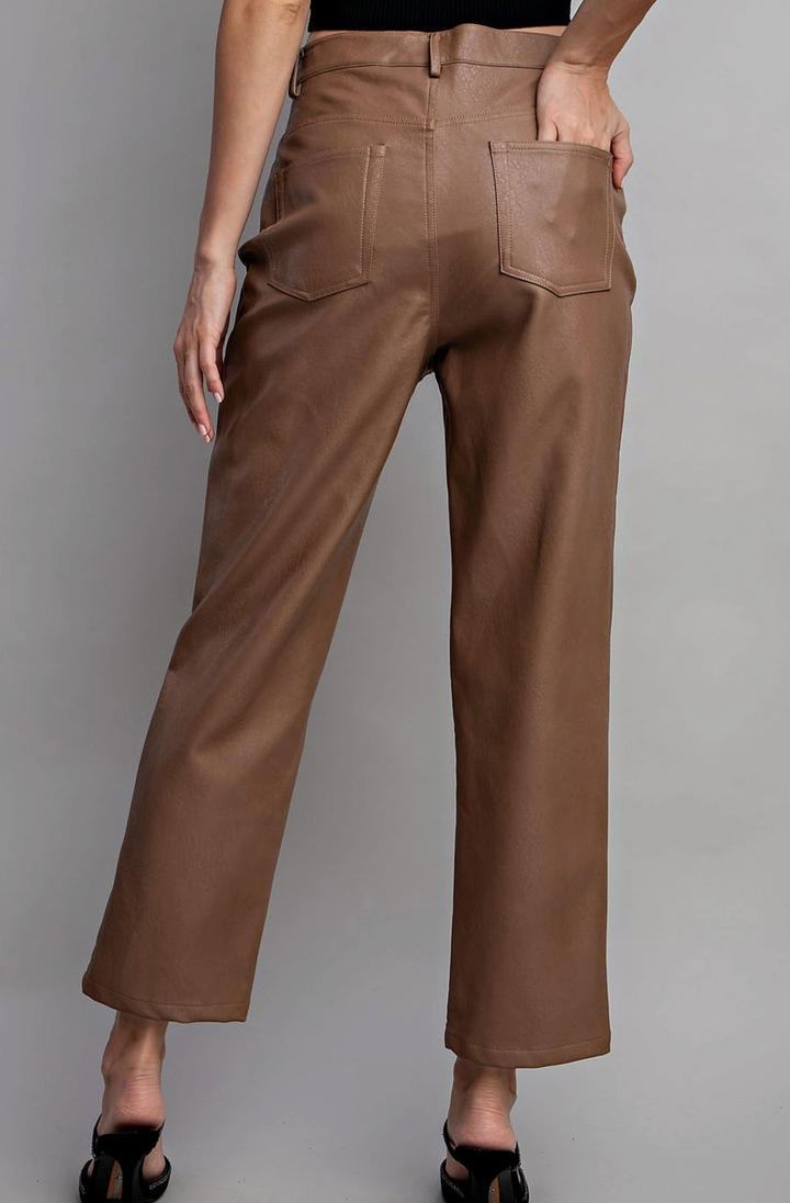 Faux Leather Straight Pants - Coco