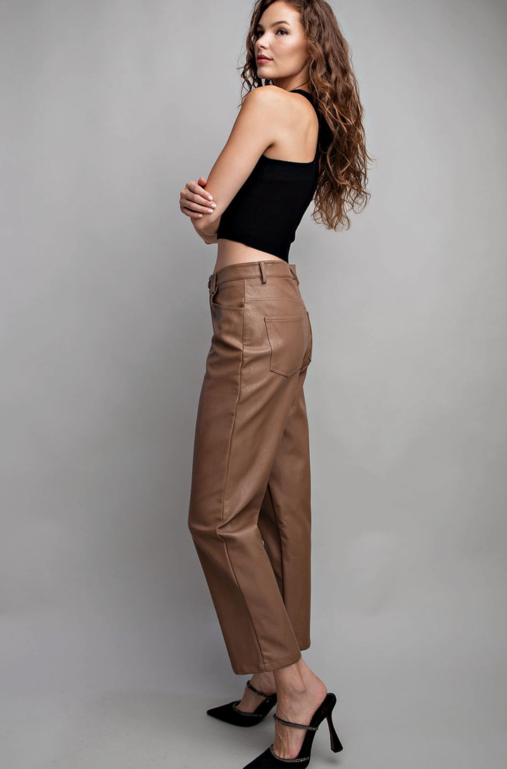 Faux Leather Straight Pants - Coco
