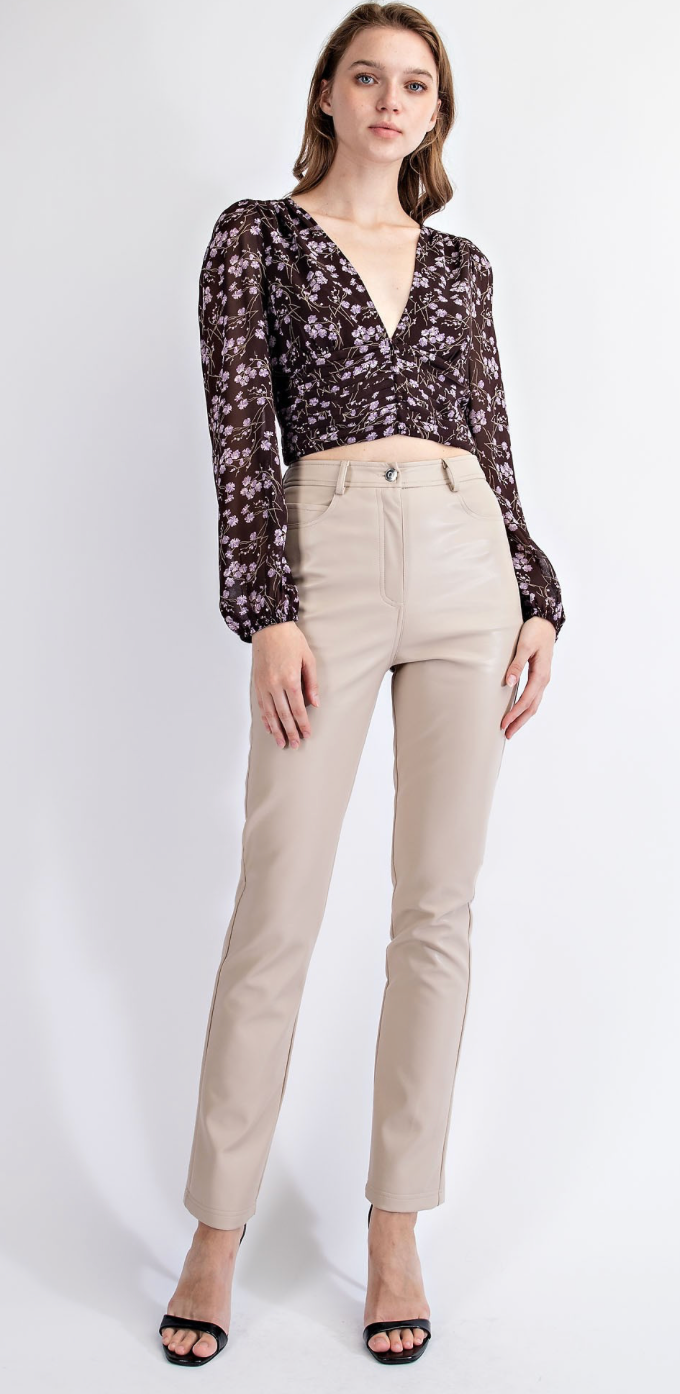 Stylized Faux Leather Pants