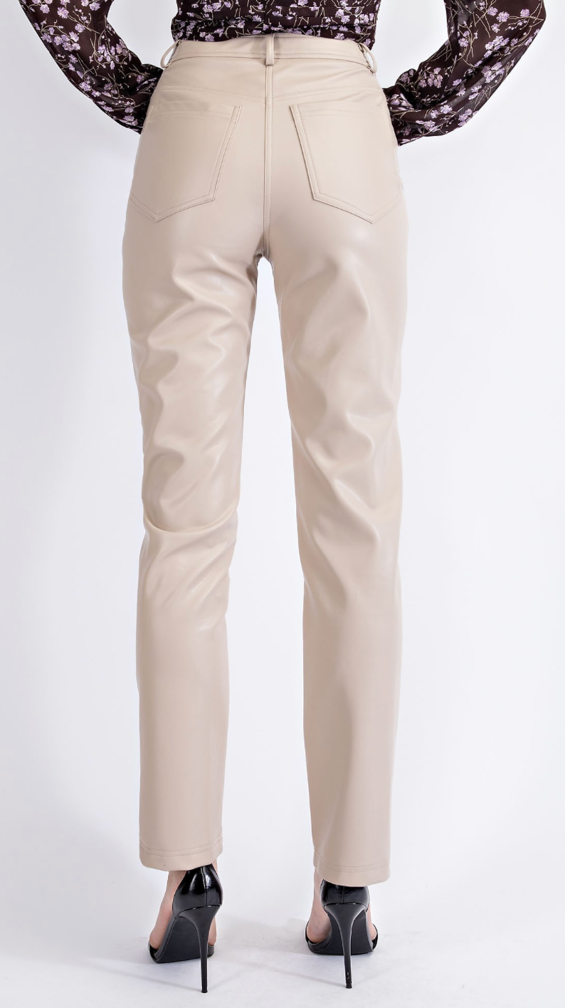 Stylized Faux Leather Pants