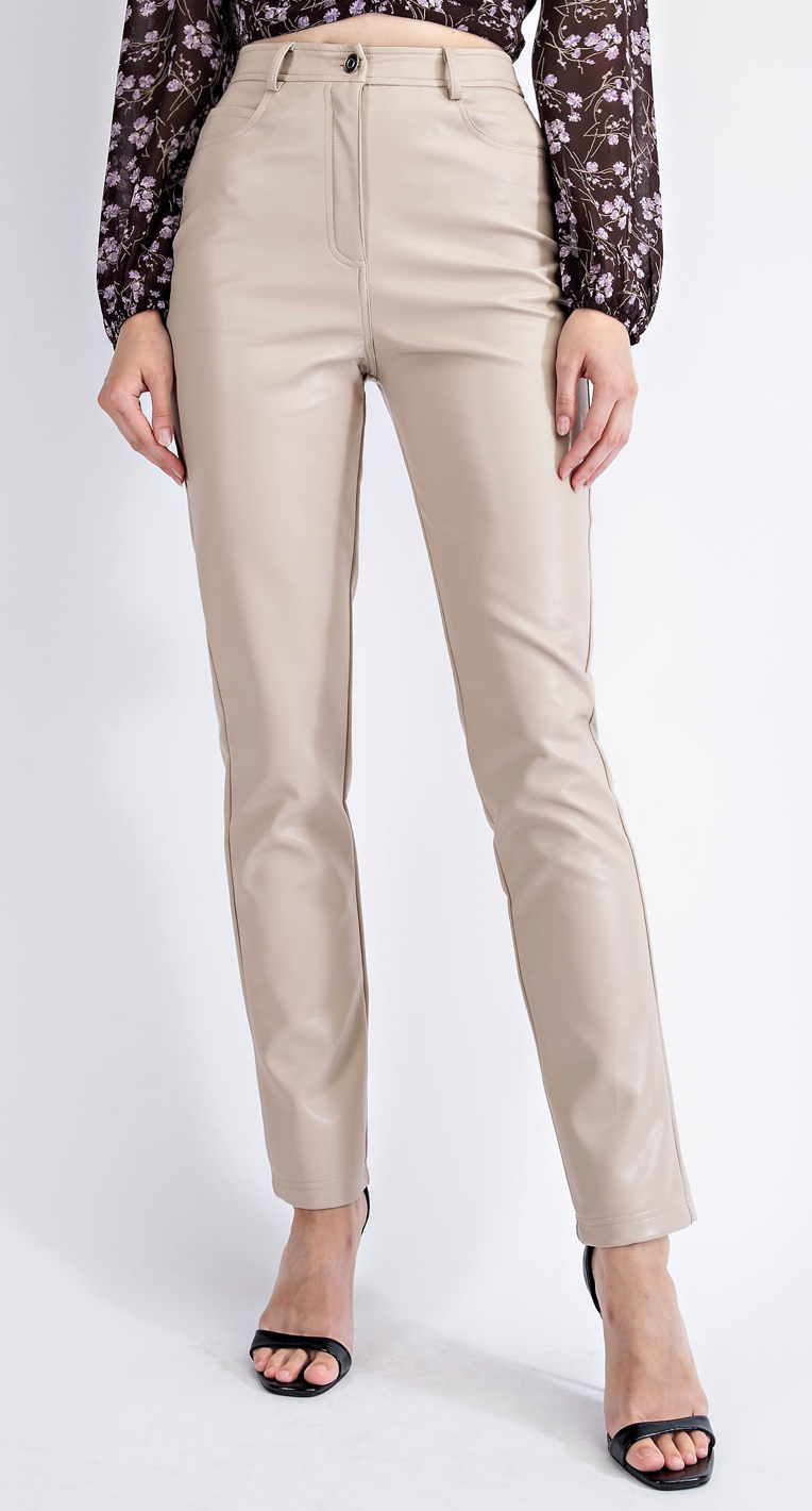 Stylized Faux Leather Pants