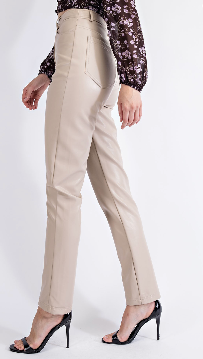 Stylized Faux Leather Pants