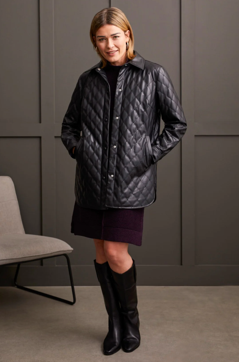 Quilted Faux Leather Jacket