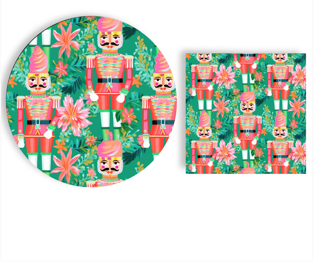 Nifty Nutcracker 48 Pc Paper Plate & Napkin  Tote Gift Set