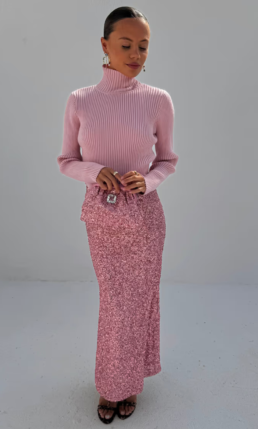 Pink Sequin Dorris Skirt