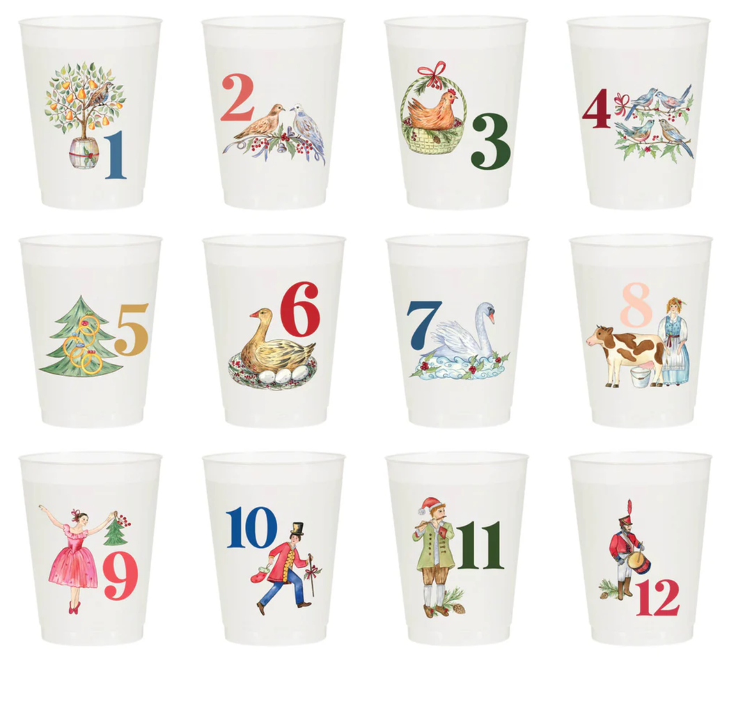 12 Days of Christmas Frosted Cups Set of 12