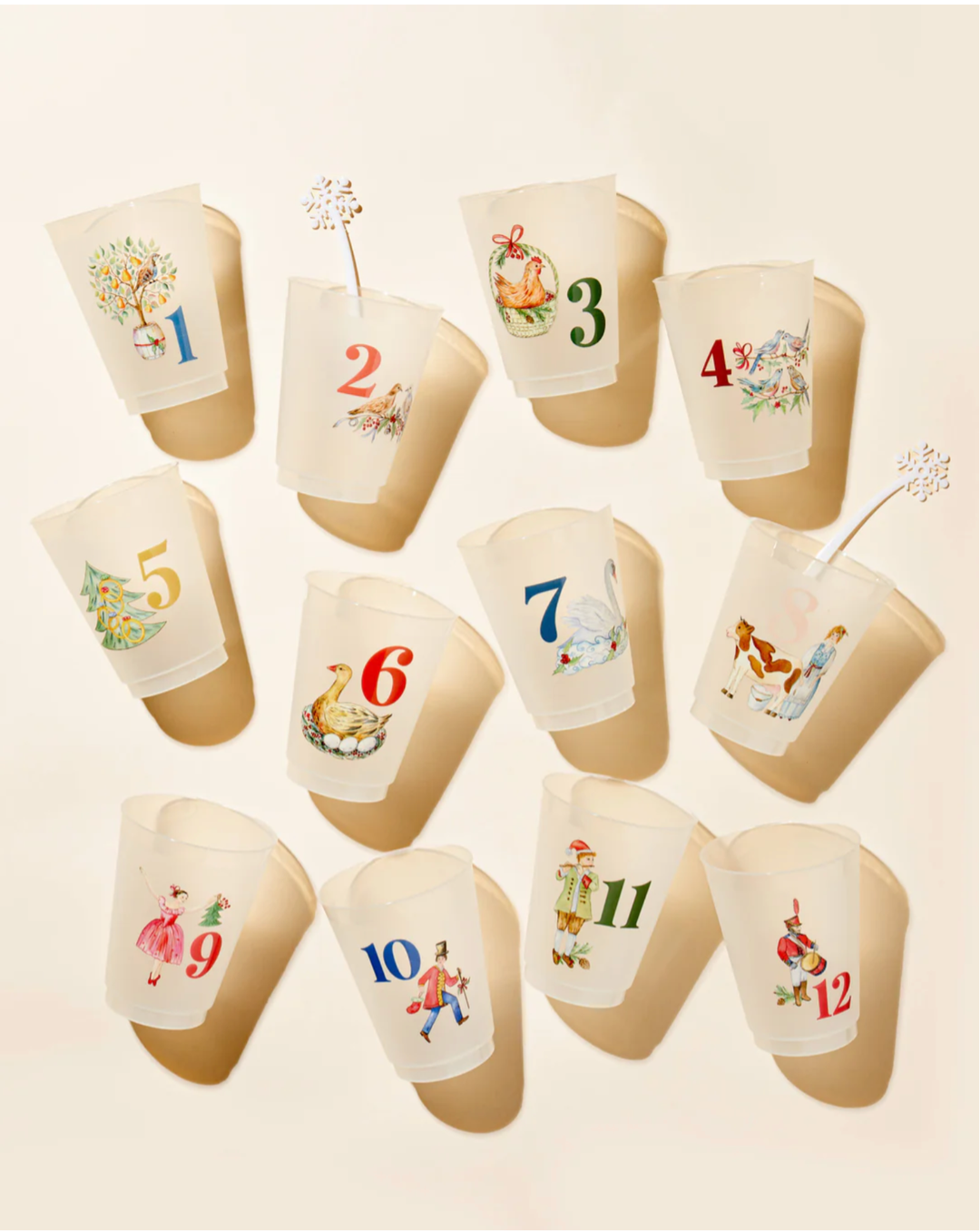 12 Days of Christmas Frosted Cups Set of 12