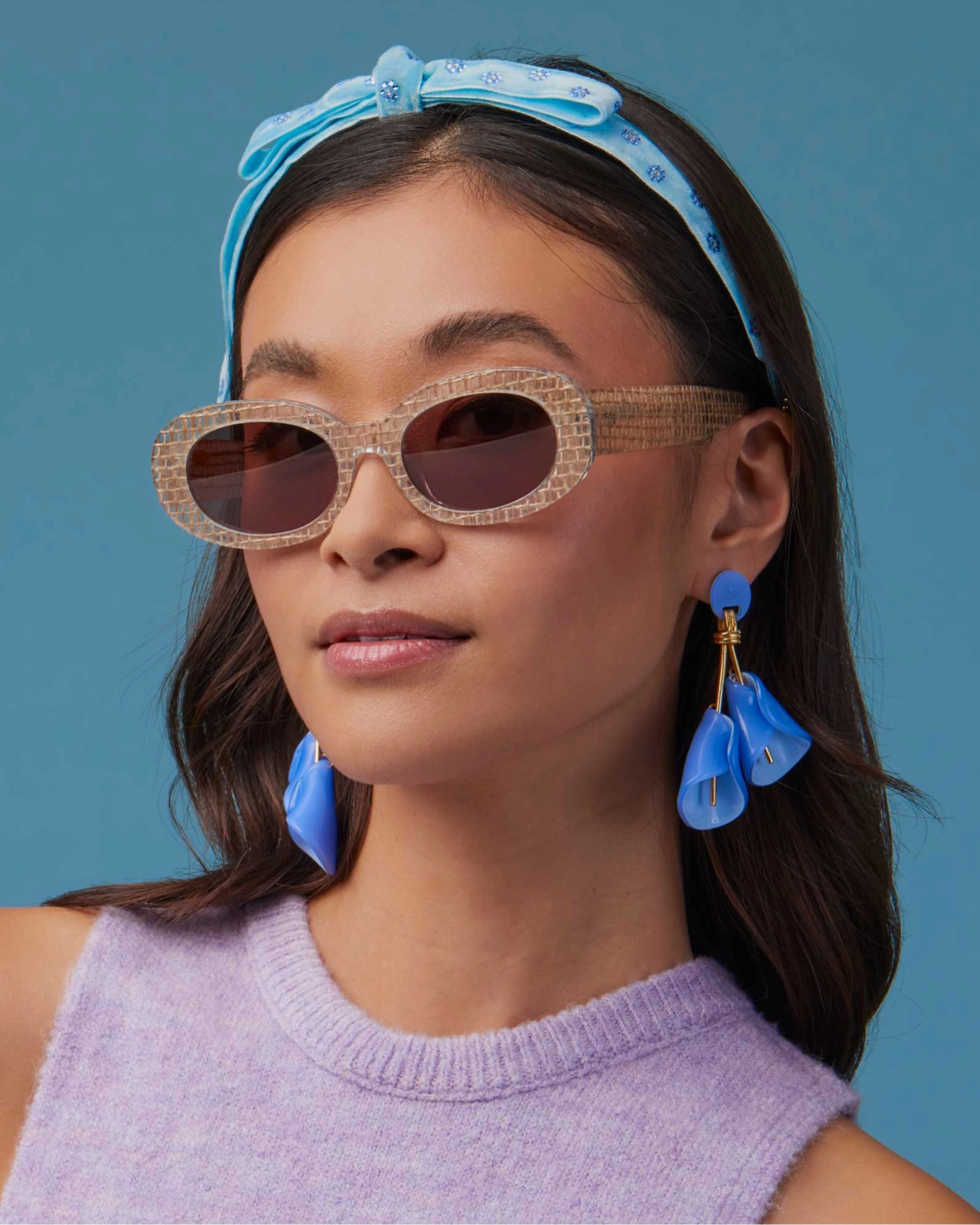 Basketweave Oval Sunglasses