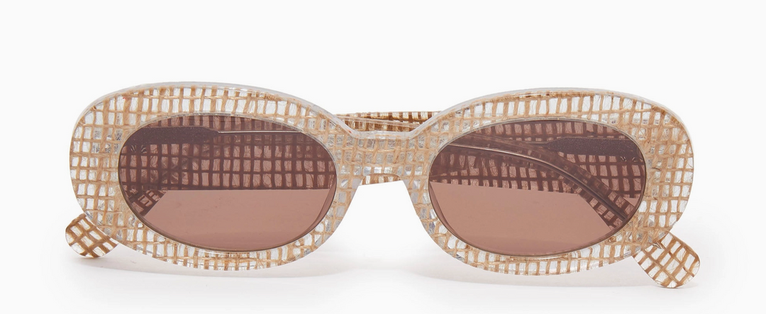 Basketweave Oval Sunglasses