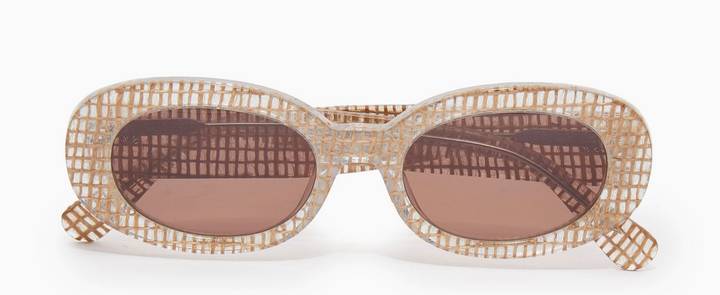 Basketweave Oval Sunglasses