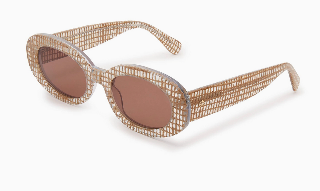 Basketweave Oval Sunglasses