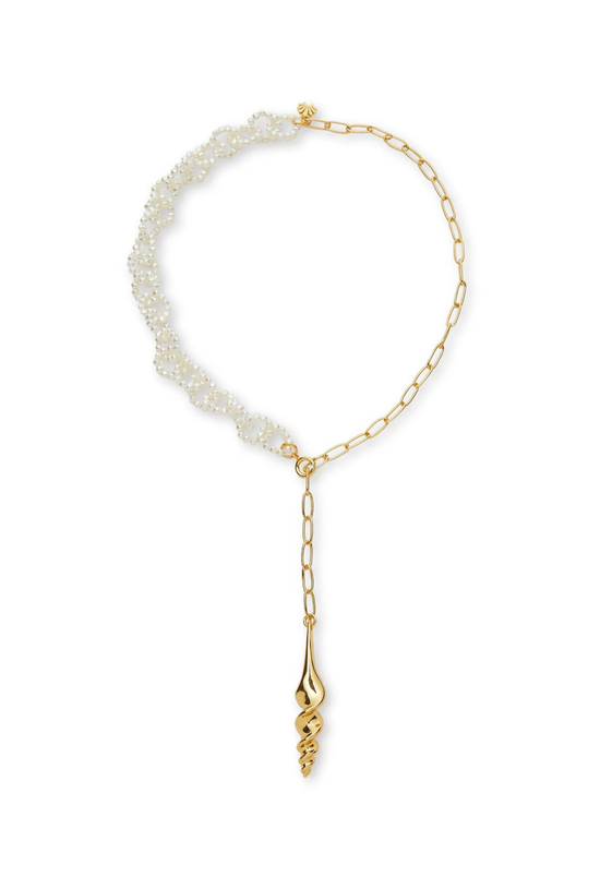 Gold Turritella Lariat Necklace