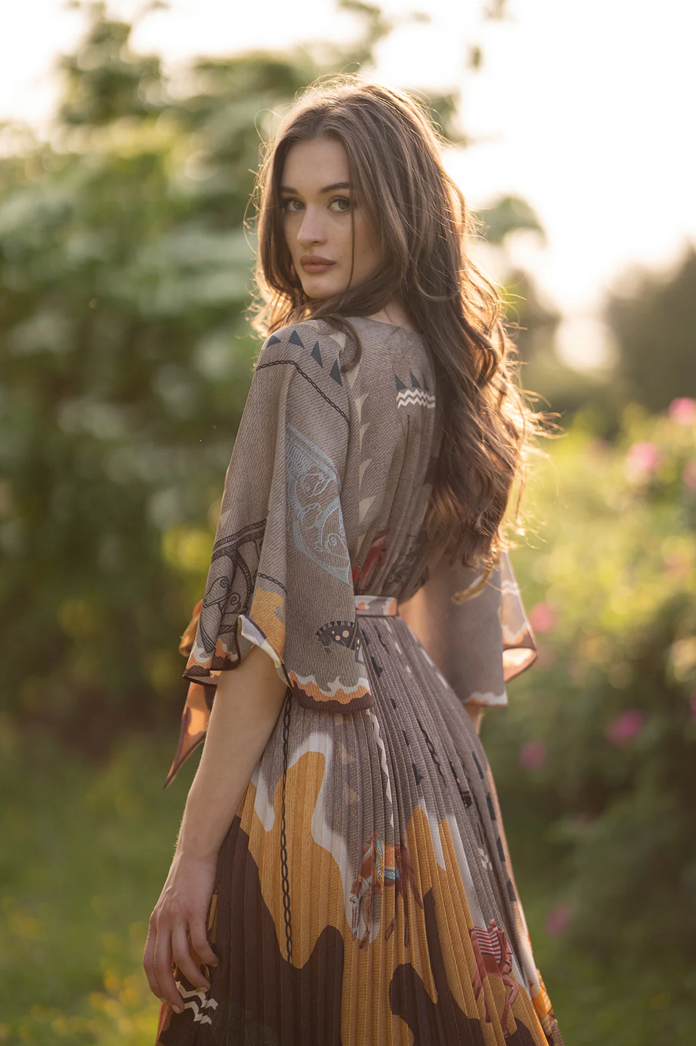 Vali Pleated Wrap Midi Dress