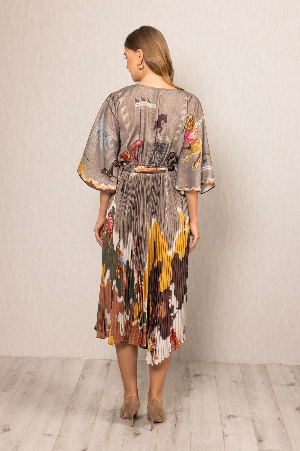 Vali Pleated Wrap Midi Dress