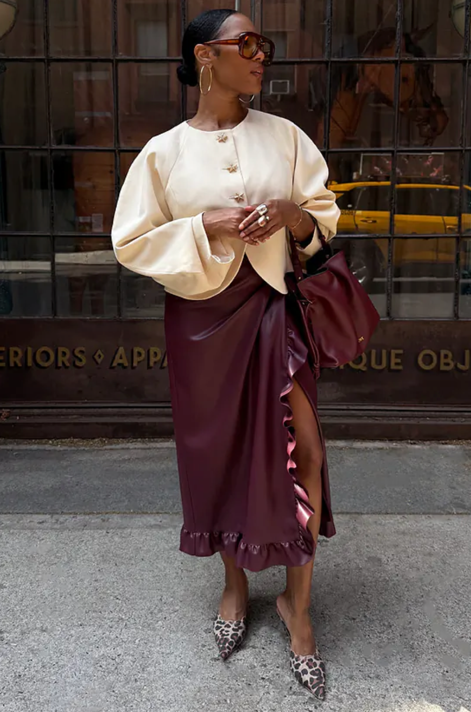 Wine Ruffle Jaspre Skirt