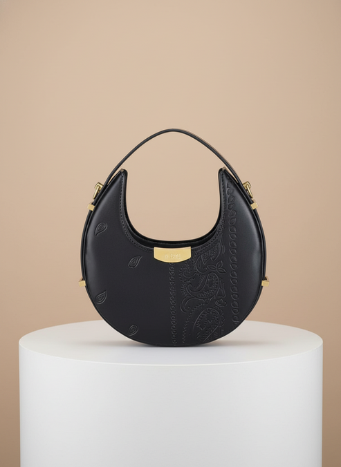 Black Paisley Luna Bag