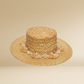 Natural Pearl Poms Straw Hat