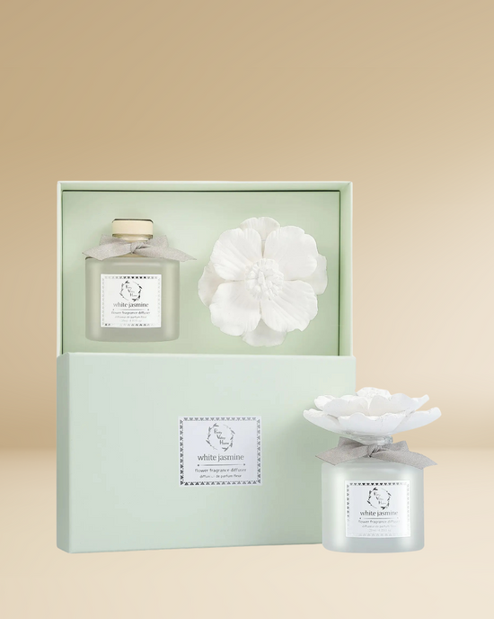 Marigold Ceramic Flower Diffuser Gift Set - White Jasmine
