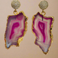 Gold CZ Agate Earrings