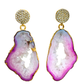 Gold CZ Agate Earrings