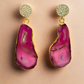 Gold CZ Agate Earrings