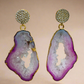 Gold CZ Agate Earrings