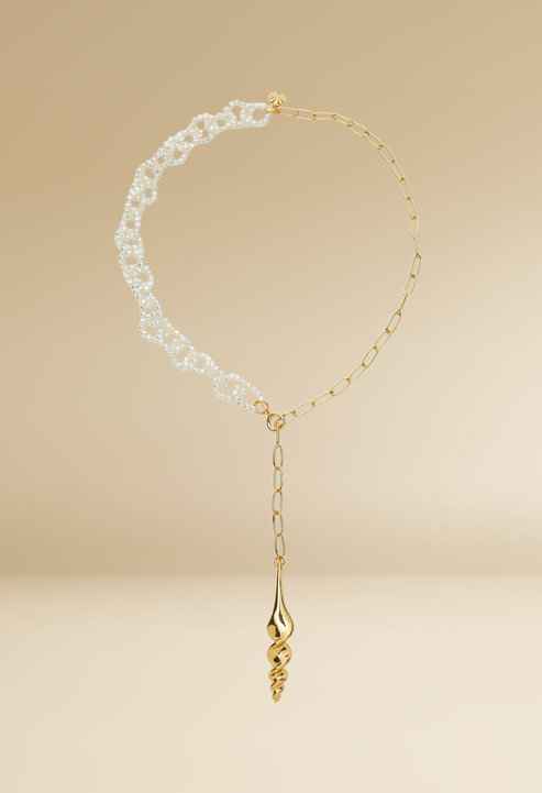 Gold Turritella Lariat Necklace