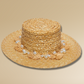 Natural Pearl Poms Straw Hat