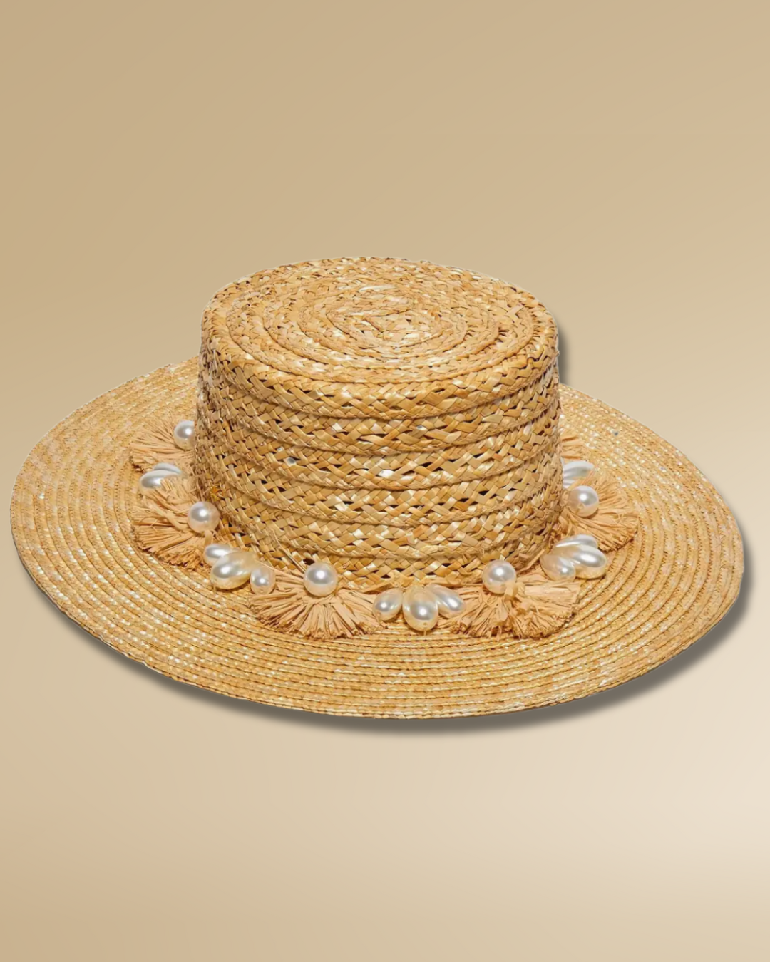 Natural Pearl Poms Straw Hat