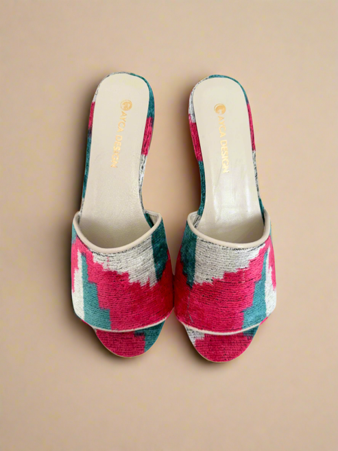 Pink & Blue Open Toe Slides