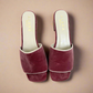 Rose Velvet Open Toe Slides