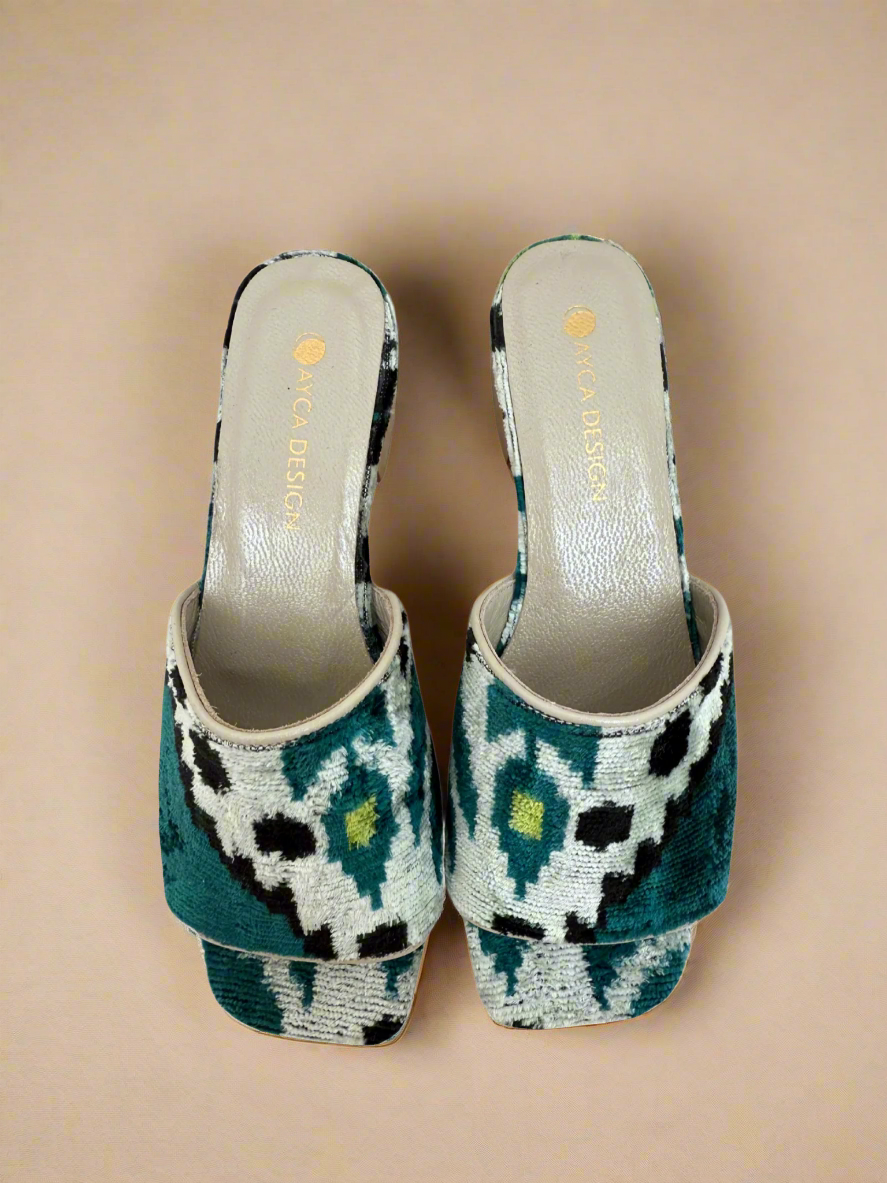 Blue & Yellow Open Toe Slides