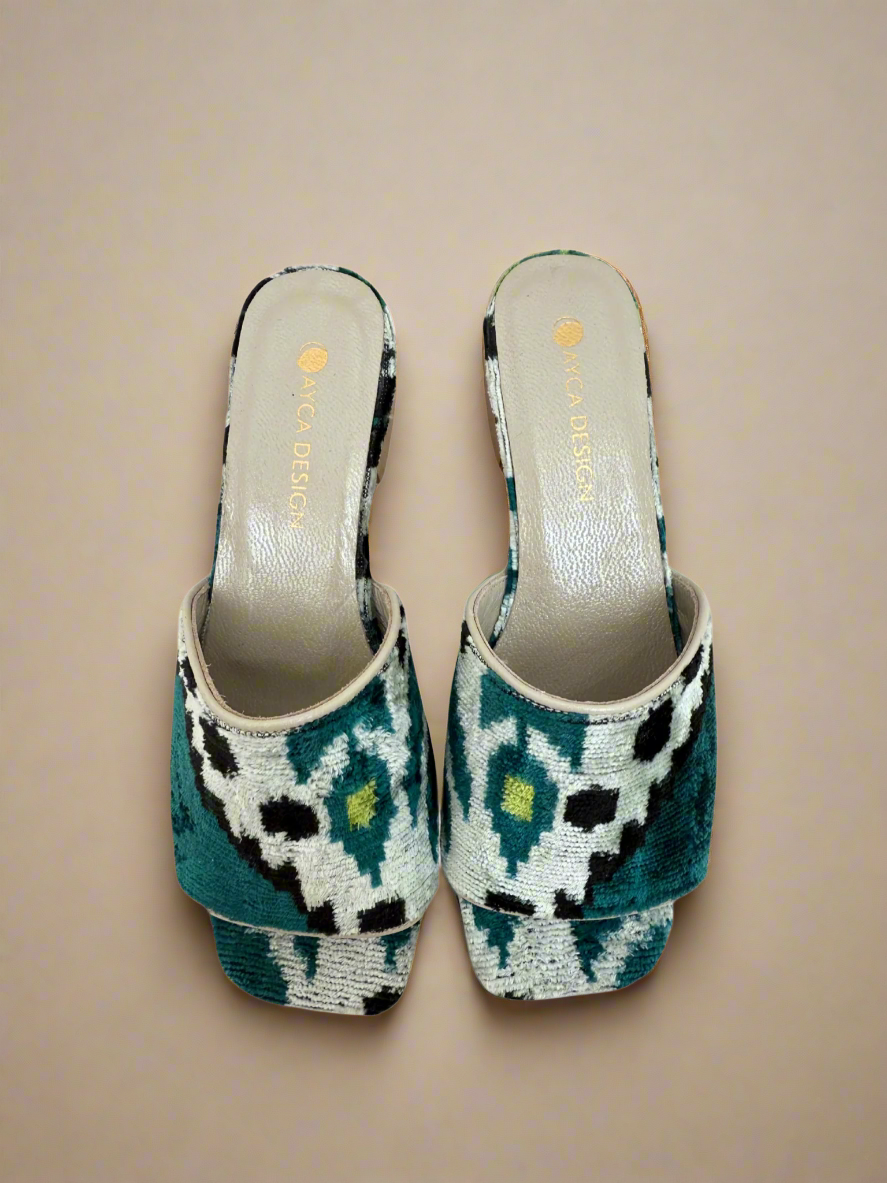 Blue & Yellow Open Toe Slides