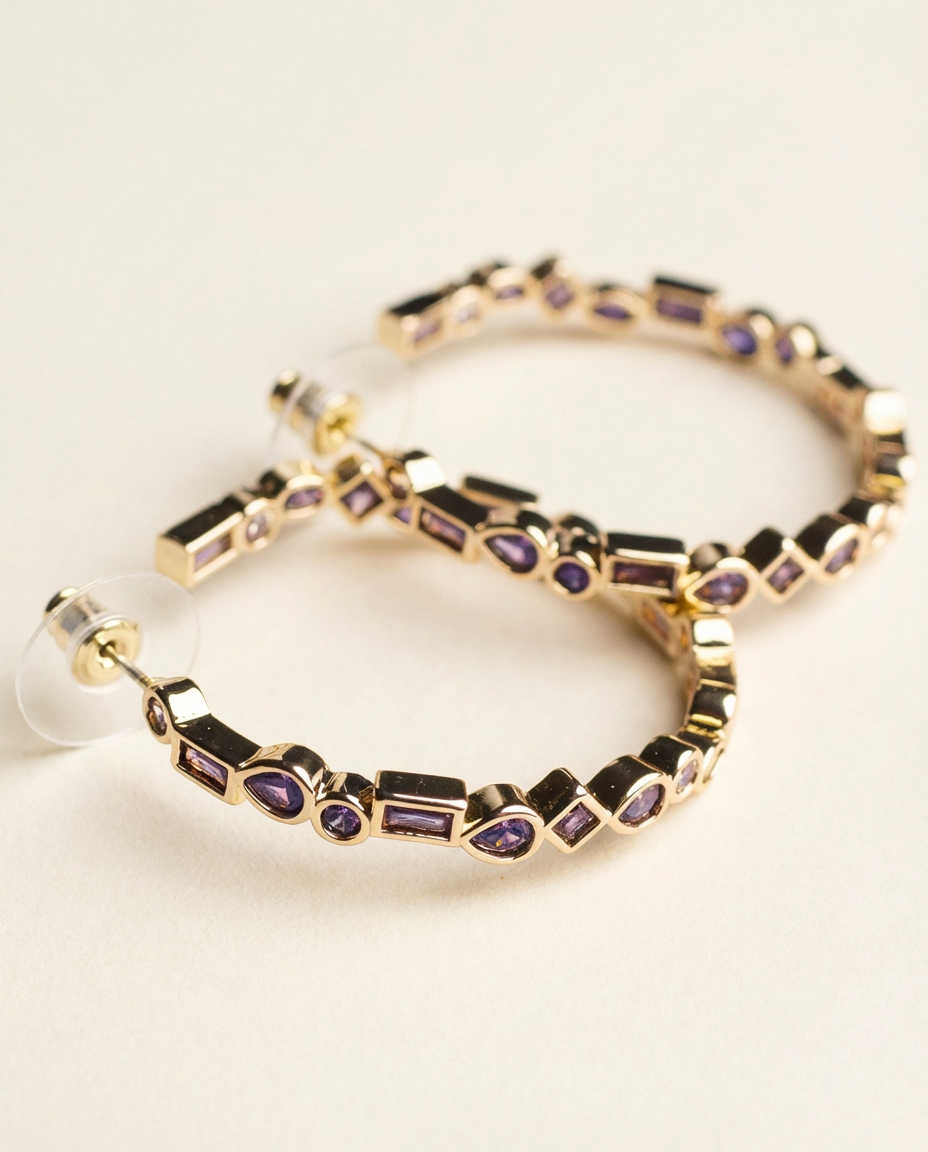 Aster Purple Gemstone Hoops