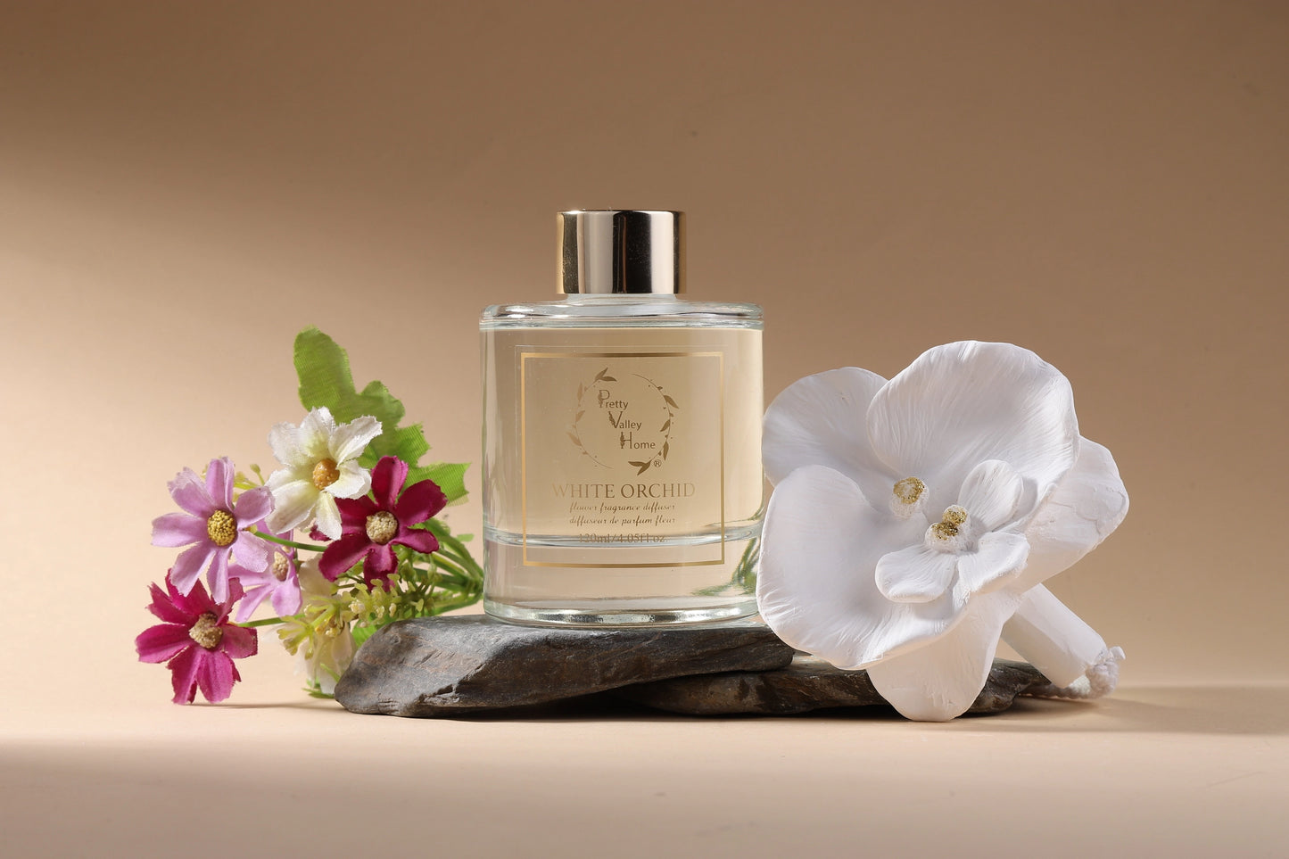 Golden Orchid Flower Diffuser Gift Set - White Orchid