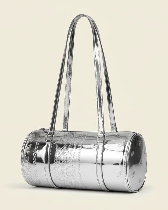 Silver Paisley Barrel Bag