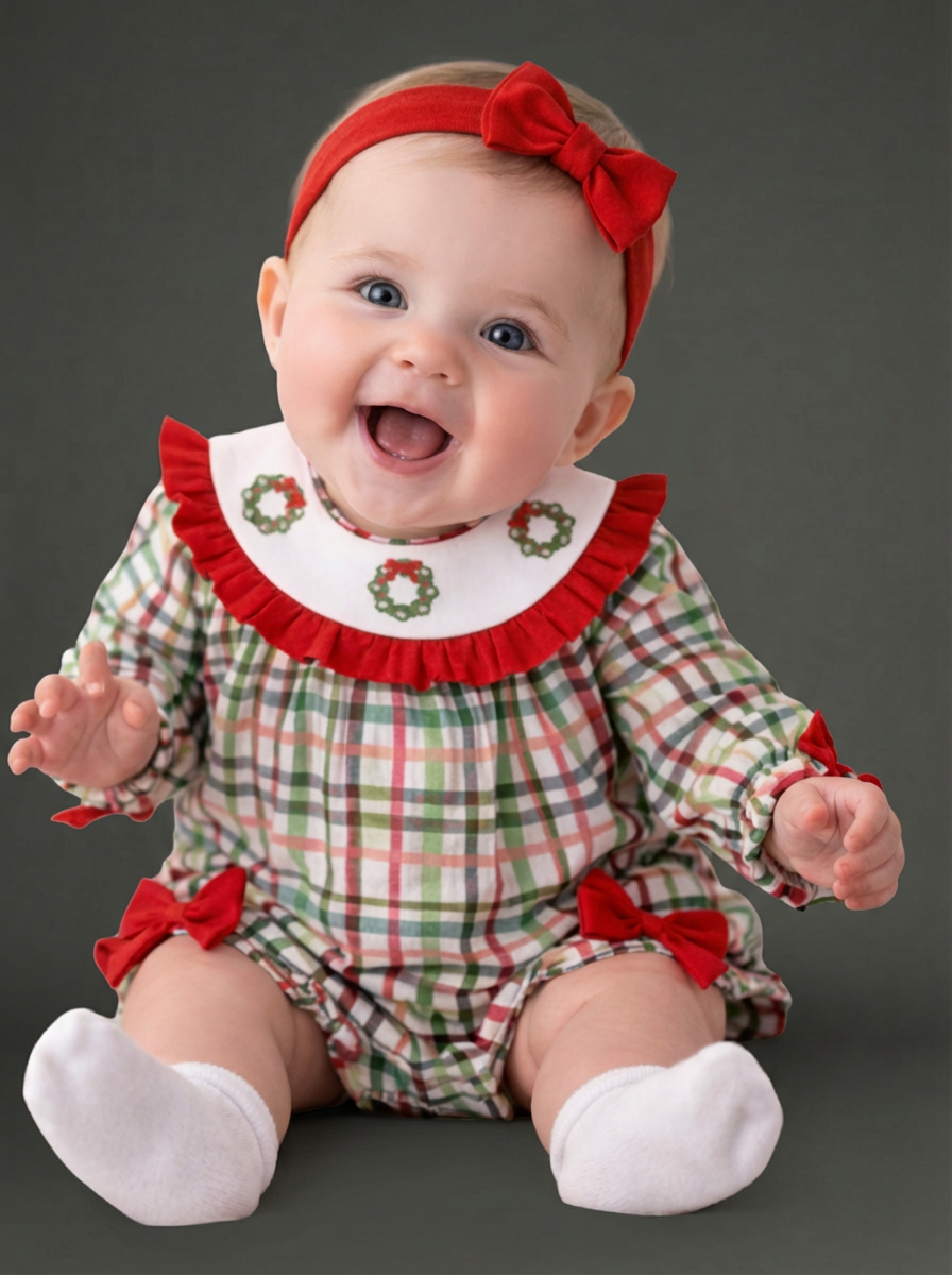 Girls Christmas Embroidered Bubble