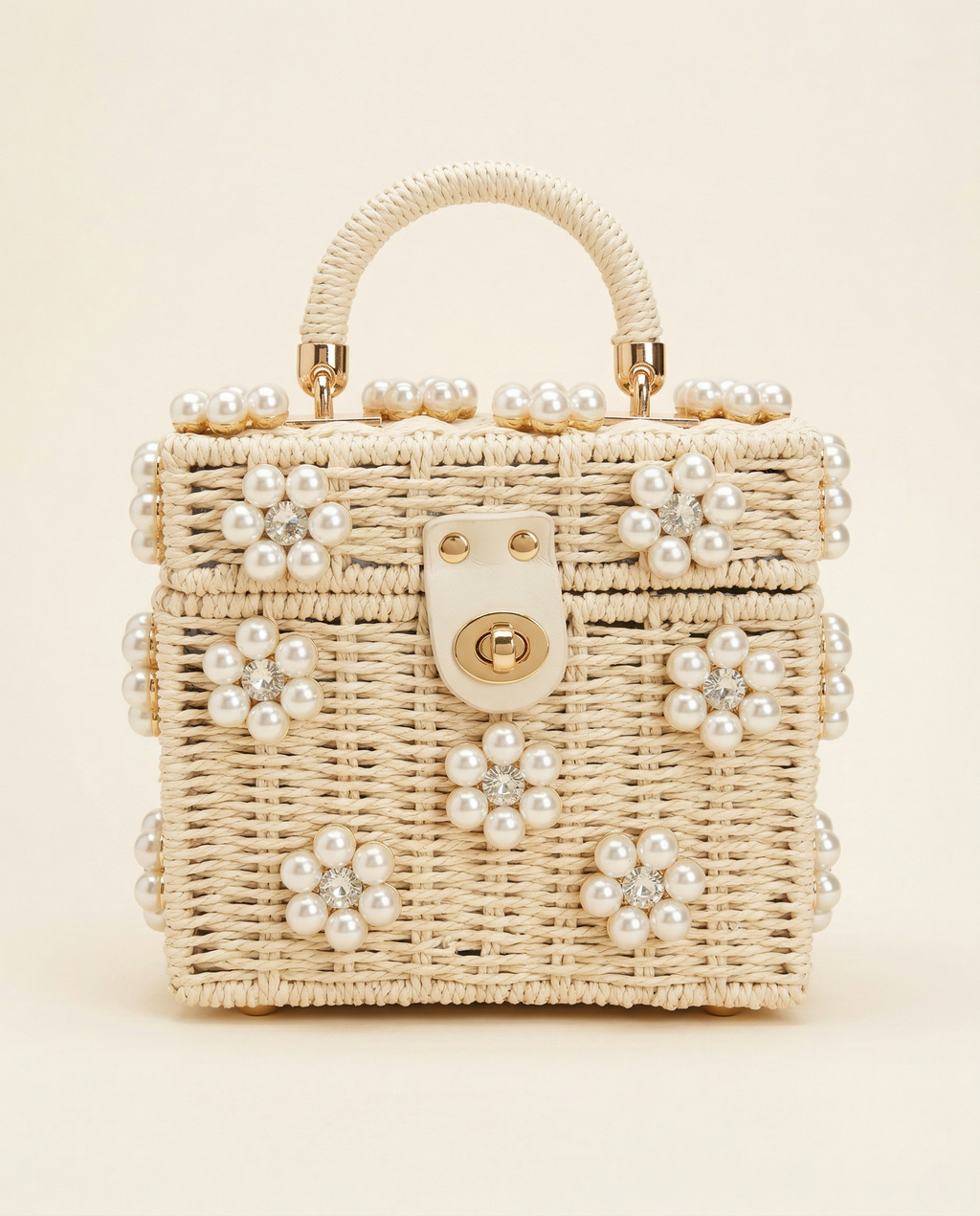 Straw Basketweave Top Handle Bag