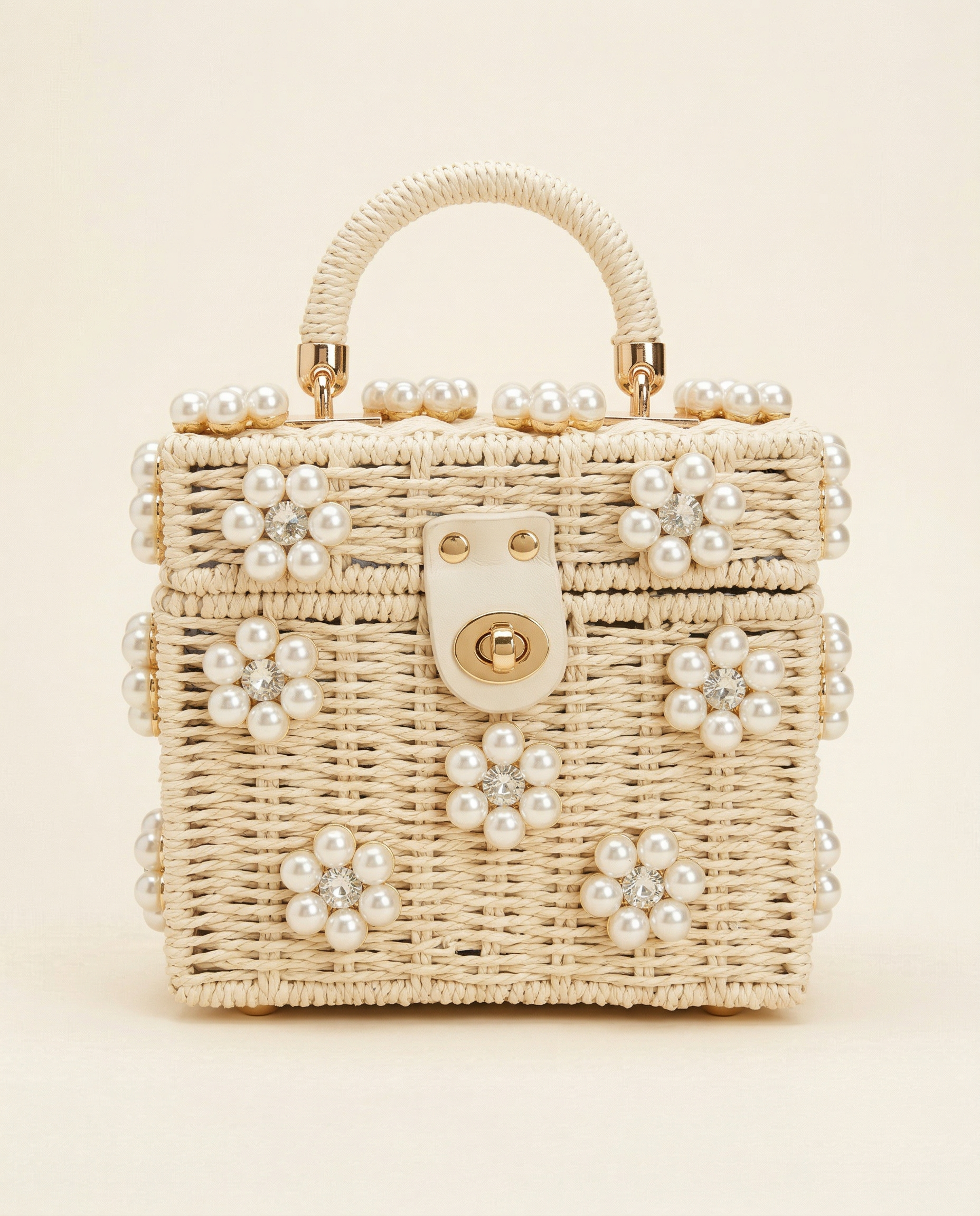Straw Basketweave Top Handle Bag