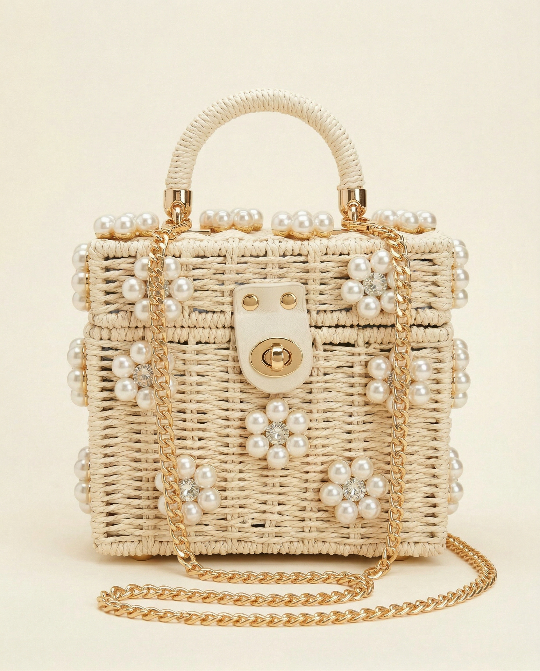 Straw Basketweave Top Handle Bag
