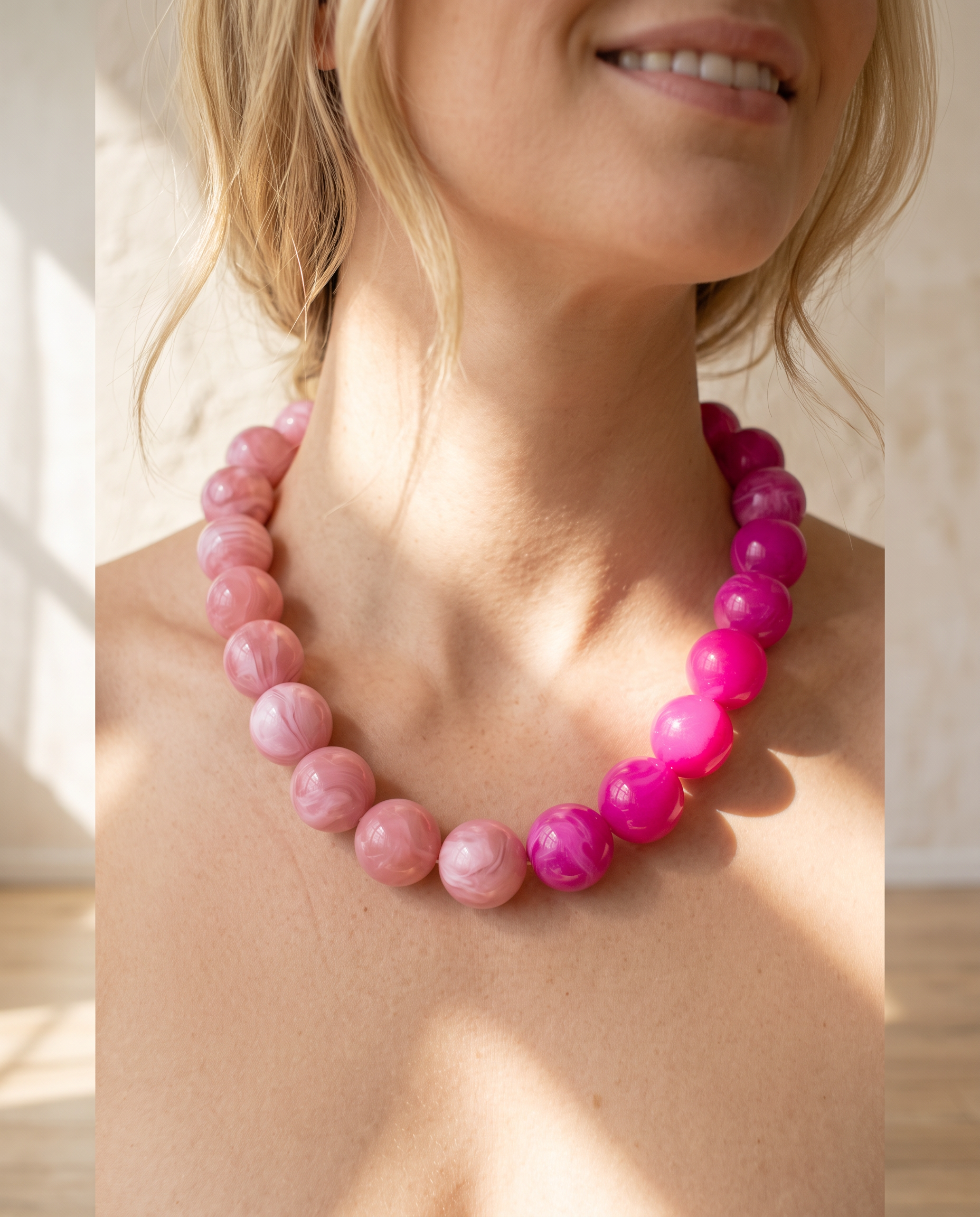 Bauble Ball Pink Half & Half Necklace