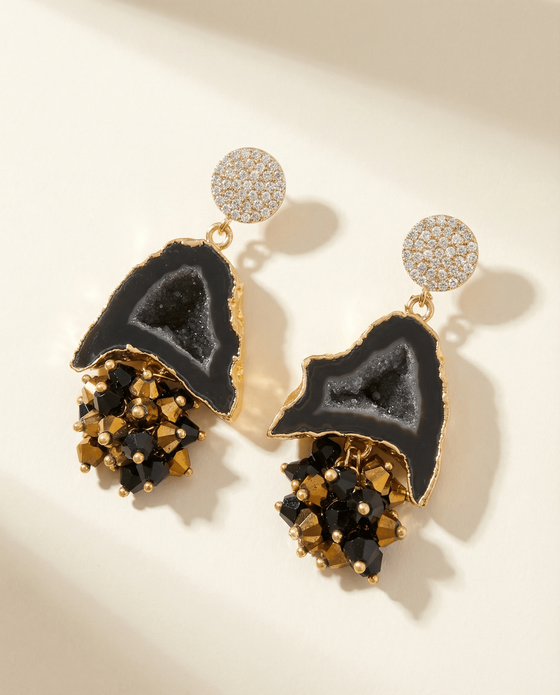 Black & Gold Sequinite Earrings
