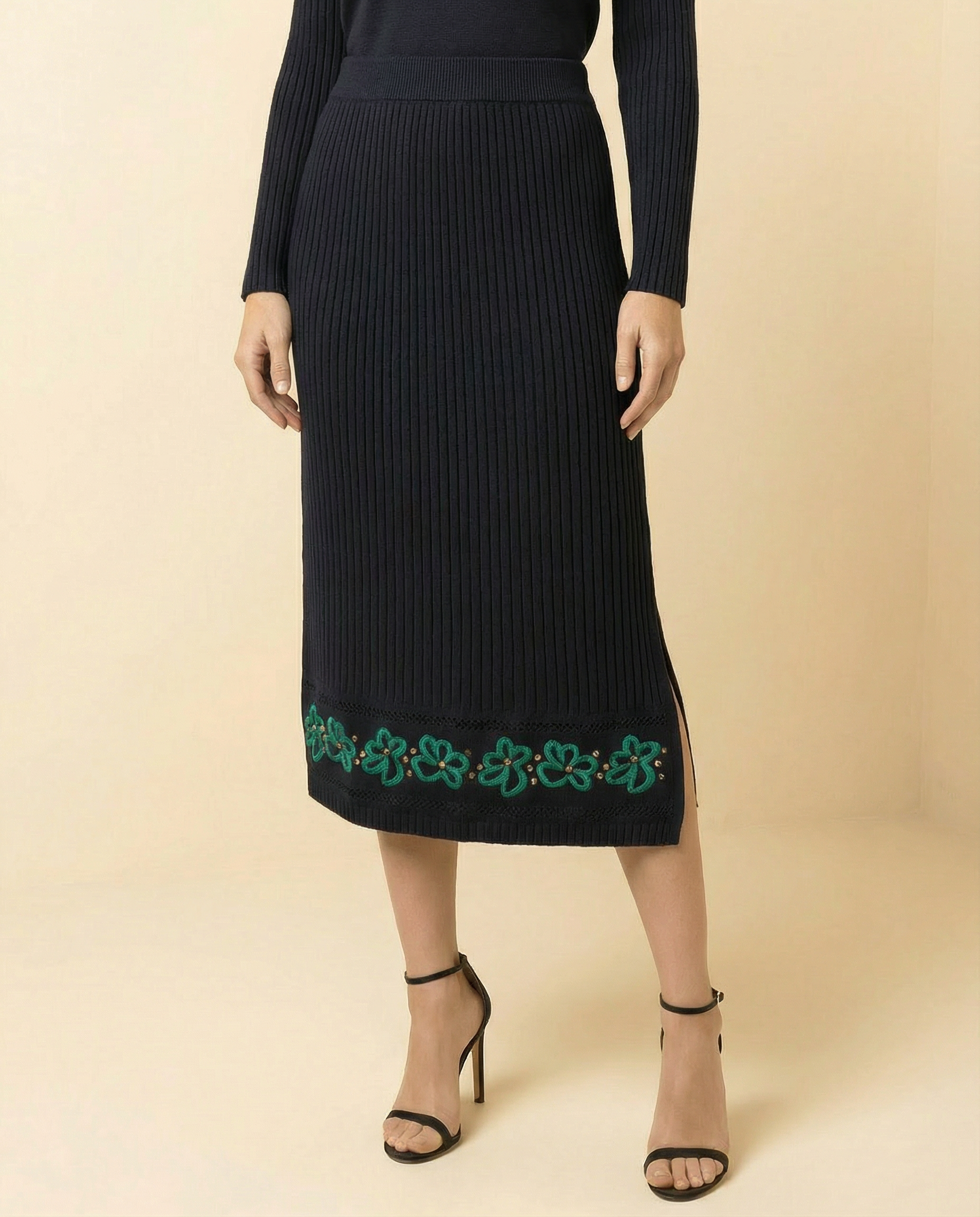 Hand Embroidered Floral Skirt